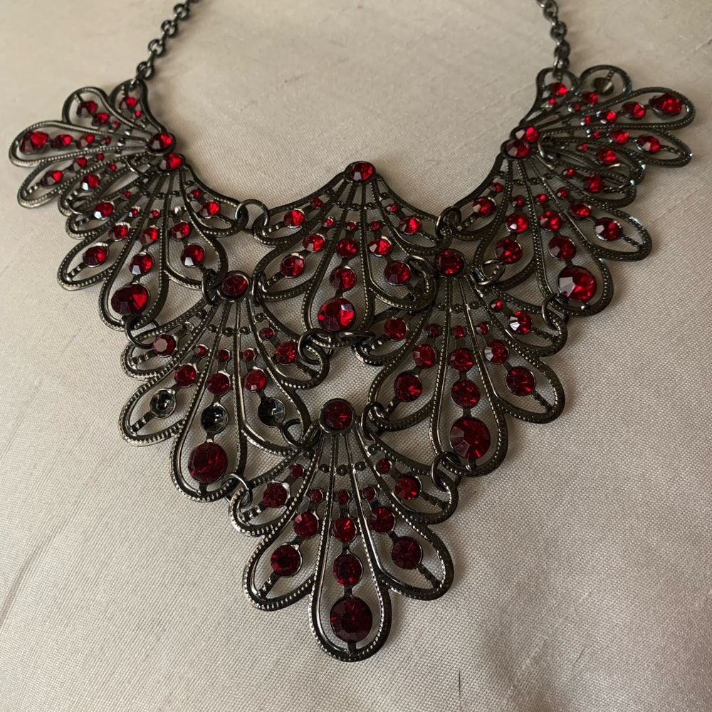 Vintage Y2K Statement Chunky Red Gothic Necklace